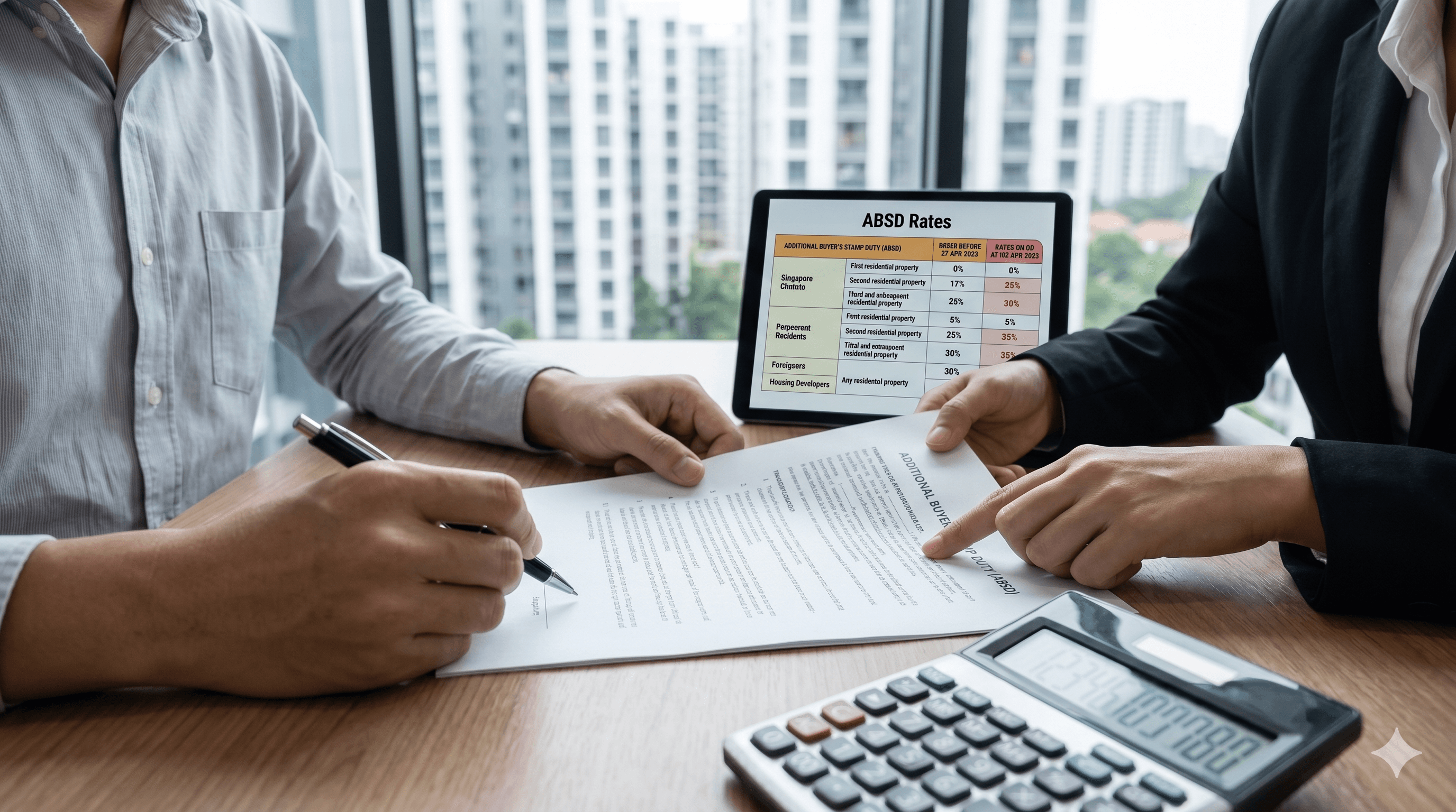 ABSD stamp duty calculation — Singapore property signing